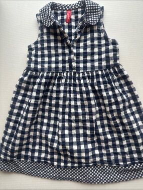 Hanna Andersson Gingham Plaid Picnic Dress 4 Navy